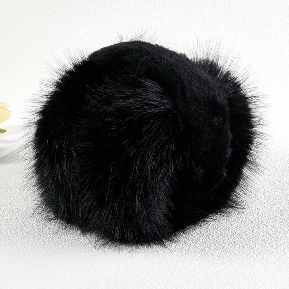 Black Casual Women\'s Plush Ear Muff
